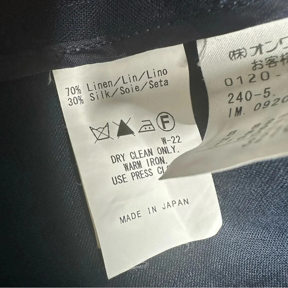 ICB Navy Blue Linen Silk Drape Front Trench Blazer Jacket Size Small - Picture 10 of 10